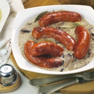 Macedonian sausage with cream sauce and three types of mustard Thumbnail Image